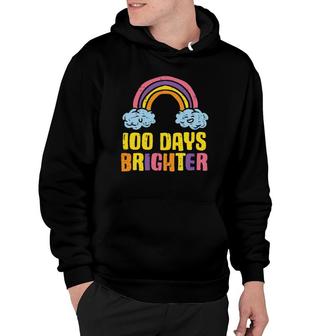 100 Days Brighter Rainbow Cute 100Th Day School Smarter Girl Hoodie | Mazezy