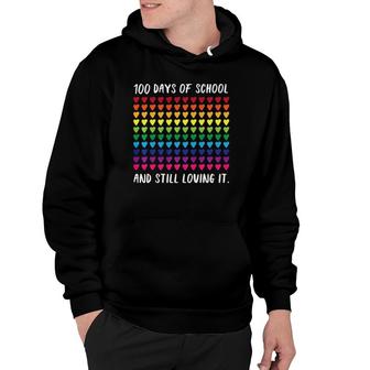 100 Days Of School 100Th Day Love Hearts Silhouettes Premium Hoodie | Mazezy
