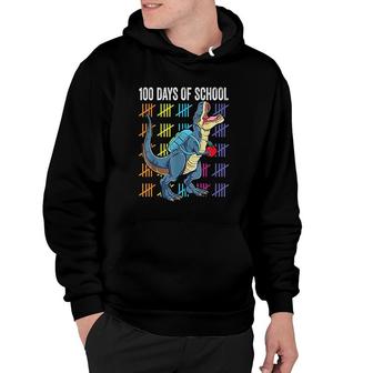 100th Day Of School Boys Gift Kids T Rex Hoodie | Mazezy