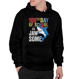 100Th Day Of School Girls Boys Kids Jawsome Shark Hoodie | Mazezy