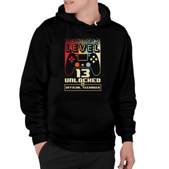 13Th Birthday Gift Boys Level 13 Unlocked Official Teenager Hoodie | Mazezy