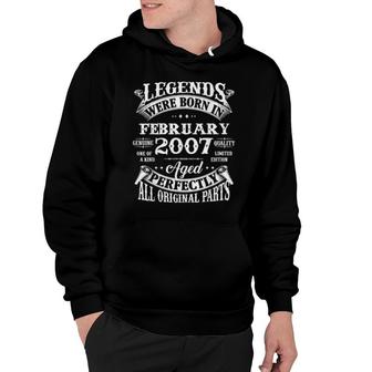 15Th Birthday Legends Born In February 2007 15 Year Old Hoodie | Mazezy