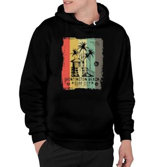 2 Sided Vintage Huntington Beach Surf City Surfing Style Hoodie | Mazezy