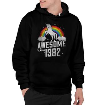 40Th Birthday Vintage Unicorn 70S 80S 90S Awesome Since 1982 Hoodie - Seseable