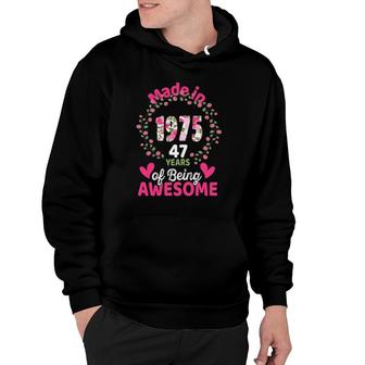 47 Years Old 47Th Birthday Born In 1975 Women Girls Floral Hoodie | Mazezy UK
