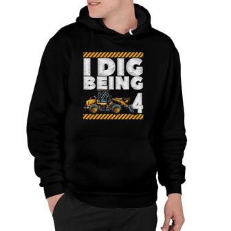 4Th Birthday Construction Truck I Dig Being 4 Vehicle Bday Hoodie | Mazezy