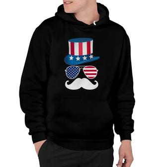 4Th Of July Funny Gift Usa Mustache Man Hoodie