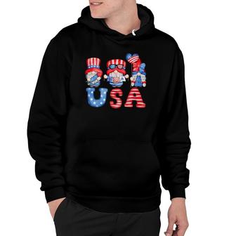 4Th Of July Usa American Flag Gnomes Patriotic Cute Hoodie | Mazezy