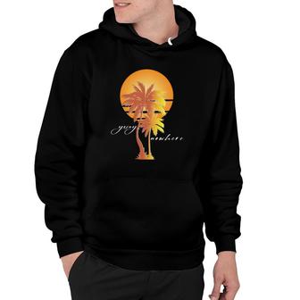 90'S Retro Sunset Summer Vibes Summer Palm Tree Orange Color Hoodie | Mazezy