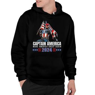 Again American Captain Trump 2024 Make America Great Funny Hoodie | Mazezy