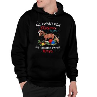 All I Want For Christmas Is You Just Kidding I Want Horses Hoodie | Mazezy