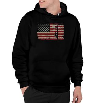 American Flag Lineman Gift I Patriotic Electrician Hoodie | Mazezy