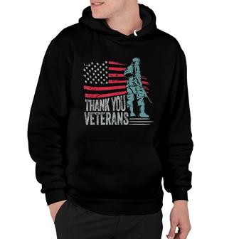 American Flag Thank You Veterans Proud Veteran Hoodie | Mazezy