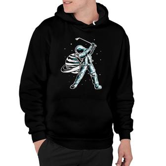 Astronaut In Space With Golf Club Funny Golf Player Hoodie | Mazezy