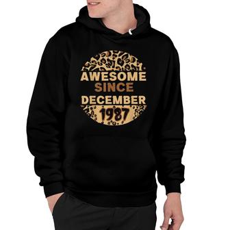 Awesome Since December 1987 Leopard 1987 December Birthday Hoodie | Mazezy