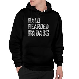 Bald Bearded Badass Bald Guy Dad Hoodie | Mazezy