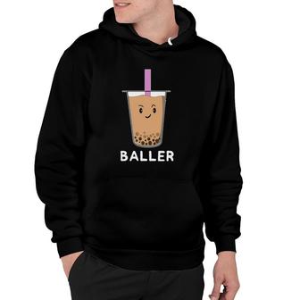 Baller Funny Boba Bubble Pearl Milk Tea Punny Character Hoodie | Mazezy