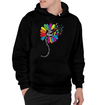 Be Kind Flower Puzzle Pieces Autism Awareness Kindness Kids Hoodie - Seseable