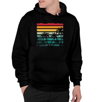 Beach Exotic Coconut Palm Trees Retro Tropical Summer Hoodie | Mazezy