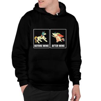 Before After Wine Unicorn Drinking Party Alcohol Hoodie - Thegiftio UK