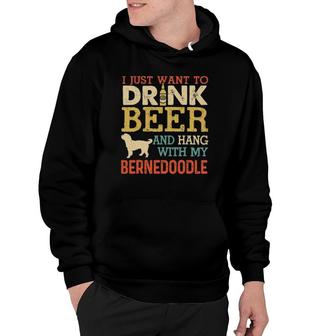 Bernedoodle Dad Drink Beer Hang With Dog Funny Men Vintage Hoodie | Mazezy