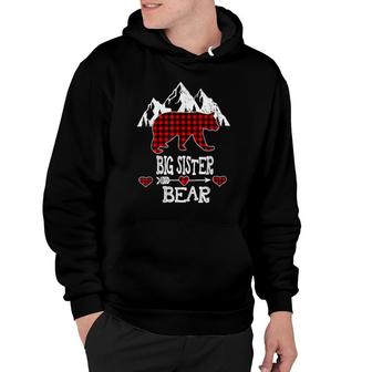 Big Sister Bear Christmas Pajama Red Plaid Buffalo Matching Hoodie | Mazezy