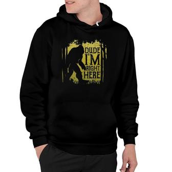 Bigfoot Sasquatch Dude I'm Right Here Funny Gifts Hoodie | Mazezy