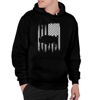 Bison Usa American Flag 4Th Of July Patriotic Buffalo Gift Hoodie | Mazezy