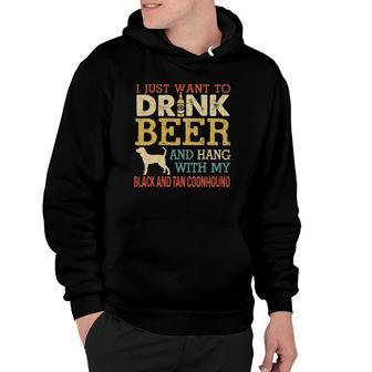 Black And Tan Coonhound Dad Drink Beer Hang With Dog Funny Hoodie | Mazezy