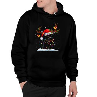 Black Cat With Santa Hat Antlers Snowflake Christmas Decoration Hoodie | Mazezy