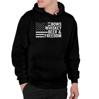 Bows Whiskey Beer And Freedom - Funny Bow Hunting Archery Hoodie | Mazezy