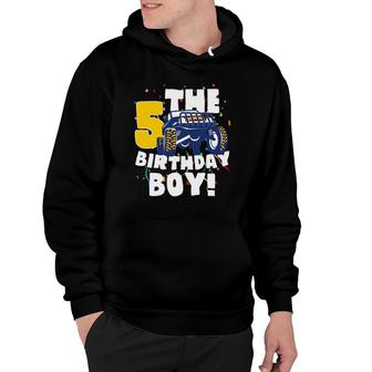 Boys 5 Years Old 5Th Birthday Boy Monster Truck Offroad Party Hoodie | Mazezy