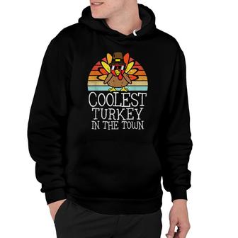 Boys Coolest Turkey In Town Toddler Thanksgiving Day Hoodie | Mazezy