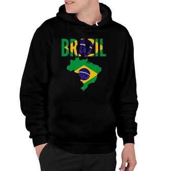 Brazilian Gift Brazil Country Map Flag Premium Hoodie | Mazezy
