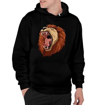 Brüllende Löwenmähne Wildtiere Unersättlich Langarm Hoodie | Mazezy