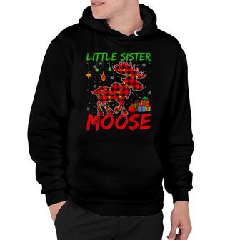 Buffalo Plaid Matching Little Sister Moose Christmas Pajama Hoodie - Thegiftio UK