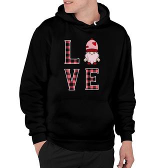 Buffalo Style Pink Plaid Gnome Love & Heart Valentines Gnome Hoodie | Mazezy