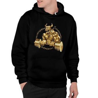 Bull Beast Lifting Taurus Bodybuilding Workout Fitness Gold Hoodie | Mazezy