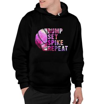 Bump Set Spike Repeat Volleyball Hoodie | Mazezy