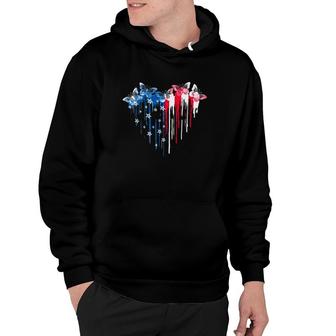 Butterfly Lover 4Th Of July Dripping American Flag Heart Hoodie