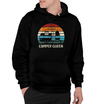 Camper Queen Camping Mom Rv Cool Mothers Day Retro Hoodie | Mazezy