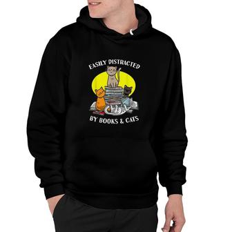 Cat Teacher Librarian Bookworm Gift Women Men Kids Hoodie - Thegiftio