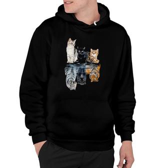 Cats Lover Cat Water Reflection Cats Tigers Hoodie | Mazezy