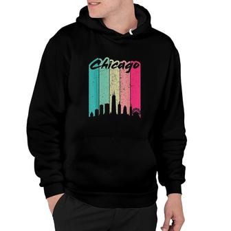 Chicago 80's Retro Vintage Chicago Skyline Hoodie - Thegiftio UK