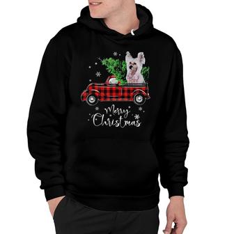 Chinese Crested Dog Ride Red Truck Christmas Dog Hoodie | Mazezy