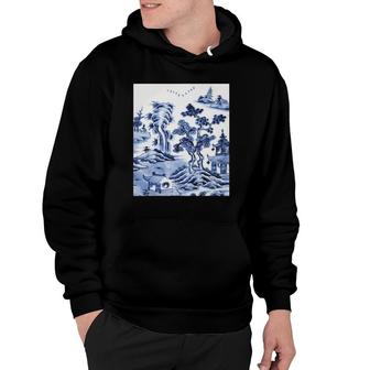 Chinese Porcelain Delft Blue And White Pottery Hoodie | Mazezy