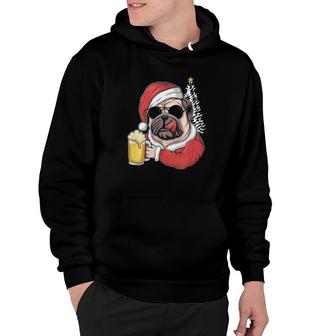 Christmas A Pitbull Dog Santa Hat And Drink Beer On Xmas Sweat Hoodie | Mazezy