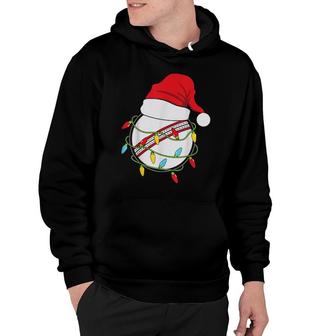 Christmas Lights Santa Hat Cricket Ball Sports Xmas Hoodie | Mazezy