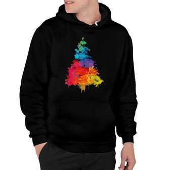 Christmas Tree Plaid Christmas Tree Watercolor Hoodie | Mazezy