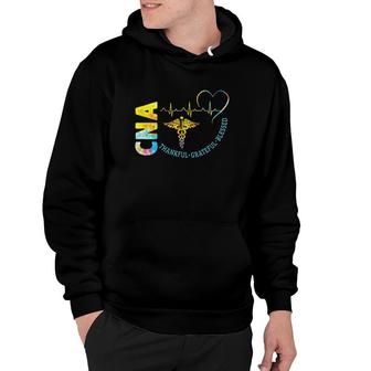 Cna Nurse Thankful Grateful Blessed Heartbeat Caduceus Hoodie | Mazezy